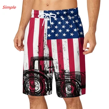 Брюки с флагом США, мужские быстросохнущие плавки с сетчатой подкладкой и карманами - Стильные пляжные шорты для занятий водными видами спорта летом