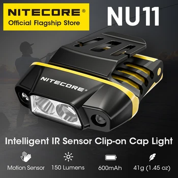 NITECORE NU11 Интеллектуальный ИК-датчик движения, клипса на крышке, светильник с регулируемым углом наклона 90 °, встроенный аккумулятор для ночной рыбалки, треккинга