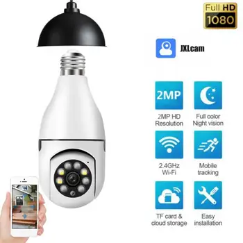 1080P Лампа E27 Wifi Камера с PTZ HD инфракрасным ночным видением, двусторонний разговор, радионяня, автоматическое отслеживание, приложение JXLCAM, Домашняя безопасность
