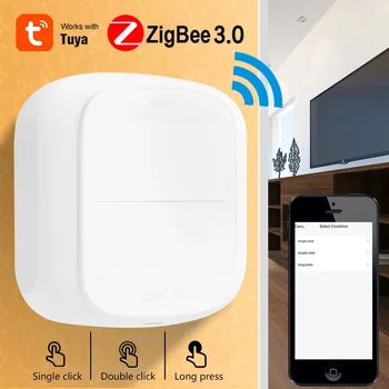 Tuya Smart WiFi & Zigbee 2-клавишный ситуационный переключатель ПРИЛОЖЕНИЕ Пульт дистанционного управления Беспроводной умный переключатель Случайные наклейки