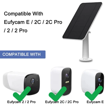 солнечная панель eufy мощностью 4 Вт для камеры EufyCam Cam Wifi на открытом воздухе 2 /2C/2C Pro/E/2 Pro/SoloCam E20 E40 с креплением 13 футов Кабель Питания (белый)