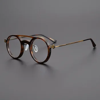 Классические Круглые очки из ацетатного титана, мужские и женские очки в оправе ретро-дизайна, Японская оптическая оправа ручной работы по рецепту
