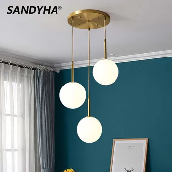 SANDYHA Nordic Современные простые подвесные светильники Planet Glass Ball Люстры для спальни, прикроватные тумбочки, декор для столовой, светодиодный светильник