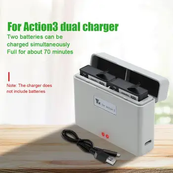 Для Dji Action3 Dual Battery Charger Manager Быстрая Зарядка 2 В 1 Хранение Поддержка нескольких зарядных устройств Аксессуары