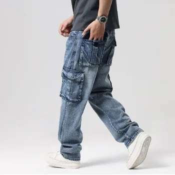 Большие Размеры 46, Мужские джинсы, Мужские брюки, Джинсы, Мужские брюки для мужской одежды, джинсы Jean Homme, Мужские Высококачественные карманные Повседневные Свободные