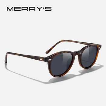 MERRYS DESIGN Ацетатные поляризованные солнцезащитные очки для мужчин И женщин, ретро Винтажные Овальные Роскошные трендовые солнцезащитные очки с защитой UV400 S8569