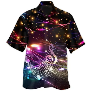 Мужские рубашки в стиле поп-музыки Харадзюку, уличная одежда в стиле хип-хоп Рок, летняя рубашка Оверсайз, Модные топы с лацканами, блузка с коротким рукавом