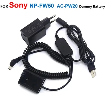 NP-FW50 AC-PW20 BC-VW1 Фиктивный Аккумулятор + QC3.0 USB Зарядное устройство Power Bank USB Кабель Для Sony A7S2 A7S A7 II A7R A7RII a7m2 A6000 A6300