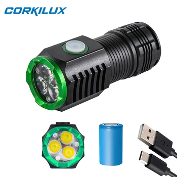 CORKILUX USB Перезаряжаемые EDC светодиодные фонари Кемпинг Самооборона Супер яркий ультра мощный фонарик Лампа с батареей