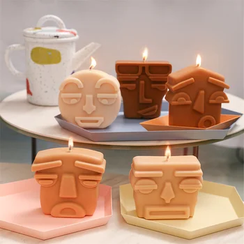 Moai Форма для свечей ручной работы, Ароматические свечи, Литейные формы, Силиконовые принадлежности для изготовления свечей своими руками