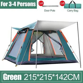 Водонепроницаемая палатка для кемпинга на 3-4 человека, Автоматическое всплывающее быстрое укрытие от солнца, Семейная походная портативная непромокаемая палатка