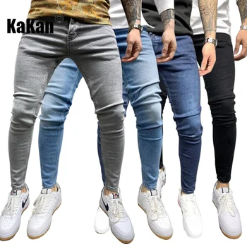 Kakan - Высококачественные мужские эластичные облегающие джинсы для маленькой стопы, популярные новые классические четырехцветные джинсы K016-2050