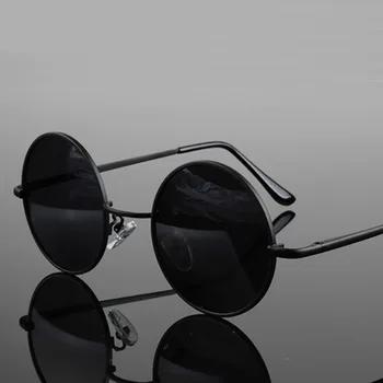 Ретро Маленькие Классические Винтажные круглые Поляризованные Солнцезащитные очки Мужские Брендовые дизайнерские Солнцезащитные очки Женские В металлической оправе С черными линзами Для вождения UV400