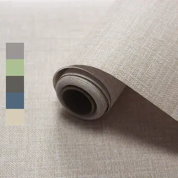 Обои из травяной ткани, лен, самоклеящиеся обои, водонепроницаемая съемная контактная бумага для столешниц шкафов