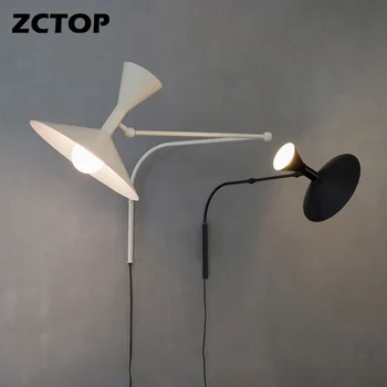 Итальянский Минималистичный светодиодный настенный светильник с европейской вилкой, настенное бра, Белый, Черный, Серый Складной Настенный светильник для гостиной, Прикроватная лампа для спальни