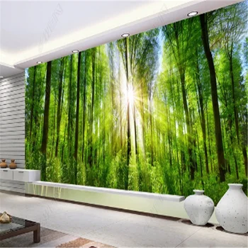 Лес Солнечный свет Фотообои Природный Пейзаж Фреска Гостиная Спальня Телевизор Диван фон Настенное покрытие Murales обои