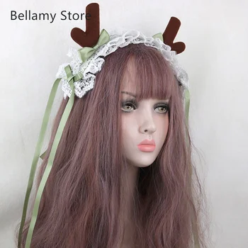 Японская милая Лолита, милая и универсальная кружевная повязка для волос в стиле горничной, аксессуары для волос