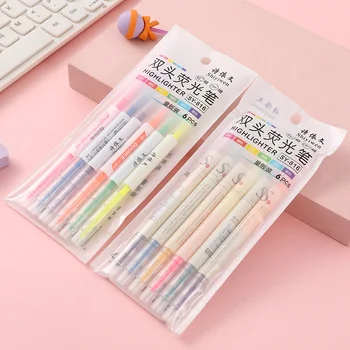 костюм из 12 цветов, флуоресцентная ручка в корейском стиле, милые креативные канцелярские принадлежности, имитация цветной игольчатой трубки, флуоресцентная ручка с двойной головкой