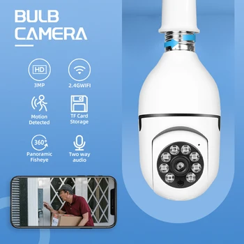 WESECUU WIFI AI PTZ Лампа Беспроводная камера наблюдения Автоматическое отслеживание человека Монитор домашней безопасности с объективом 3,6 мм