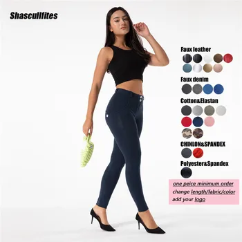 Сшитые на заказ брюки для фитнеса и шейпинга Shascullfites, Синие эластичные леггинсы для бега с эффектом Пуш-ап, женские тренировочные брюки большого размера