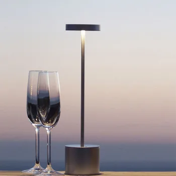 Портативная светодиодная настольная лампа с регулируемой яркостью для ресторана, беспроводной сенсорный датчик, трехуровневый ночник с затемнением, лампа для атмосферы в баре, столовой