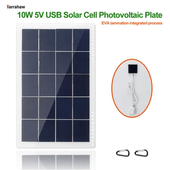 Солнечная Зарядная Панель 10W5V Фотоэлектрическое Зарядное Устройство Мобильная Мощность EVA Ламинированный USB-Выход Наружная Портативная Пластина A-grade PV Cells