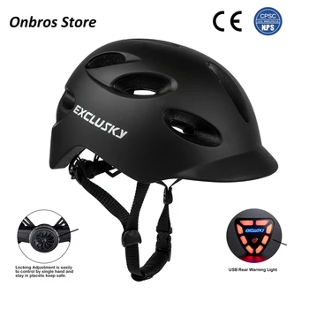 Городской светодиодный велосипедный шлем для взрослых Exclusky для езды на велосипеде, защитные колпачки для роликовых коньков