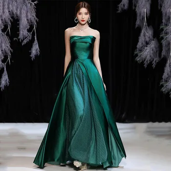 Элегантное Вечернее платье для Выпускного вечера с Топом, Женское Темно-зеленое Атласное вечернее платье Vestidos De Noche