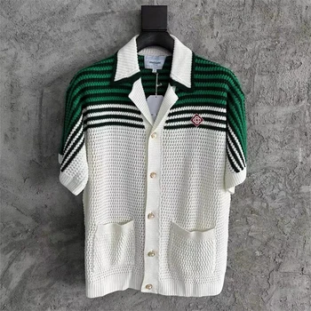 Жаккардовый свитер с логотипом Casablanca 2023, Женский кардиган Casa Blanca Лучшего качества, Свитшоты с вышивкой, мужская одежда