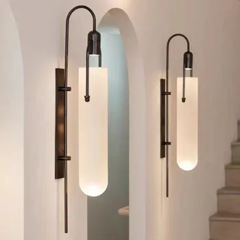 Современный дизайнерский настенный светильник для гостиной, бара, ресторана, спальни, кухни, прикроватной лампы, стеклянного светодиода, черного, скандинавского, золотого настенного светильника