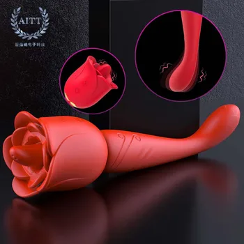 Вибратор с розой на женской ручке, секс-игрушки, Вибратор для лизания языка, Женская Эротическая палочка для мастурбации с розой, Вставные игрушки для взрослых, Секс-игрушки