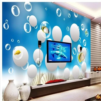 beibehang 3d стереоскопические обои, Новый стиль, ТВ-фон, обои, фрески, шелковая ткань, мультфильм, подводный мир моря, обои
