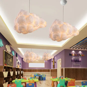 Креативная светодиодная подвесная лампа в форме облака, модный тканевый декоративный потолочный светильник для домашнего ресторана, бара, кафе (без провода заземления)