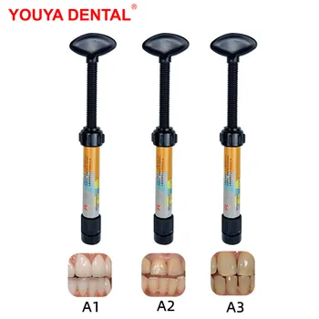 Гибридные пломбировочные материалы из композитной смолы для зубов, Универсальная светоотверждаемая композитная смола A1 A2 A3, теневой стоматологический шприц Denfil