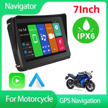 7-Дюймовая Сенсорная Мотоциклетная GPS-навигация Портативный мотоциклетный Специальный навигатор Поддержка CarPlay/ Android Auto IPX76 Водонепроницаемый