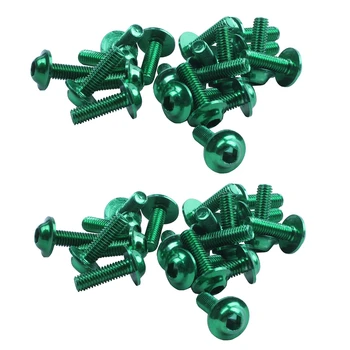 40 шт. зеленых шестигранных болтов для мотоциклов из алюминиевого сплава, винты M6