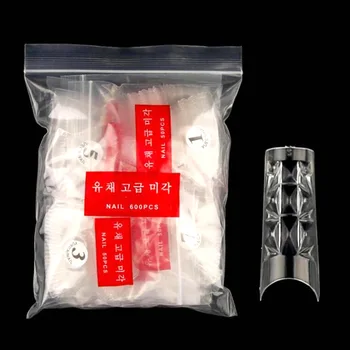 Маникюрные стеклянные наклейки для ногтей Наполовину, Накладные ногти, 500 штук корейских стандартных пакетов, Прозрачные наклейки для французских ногтей 0-9, Полные наклейки