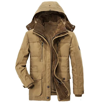 Дизайнерские Зимние мужские пальто в стиле Милитари с капюшоном размера Плюс 7XL, Уличная одежда в Европейском и американском Стиле, Армейские Пальто, Куртки цвета Хаки A878