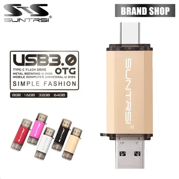 SunTrsi usb флэш-накопитель type c 64 ГБ памяти 3,0 128 ГБ накопитель 32 ГБ флешка usb type C ключ 16 ГБ флешка водонепроницаемый USB-накопитель 3,0