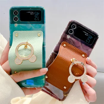 Модный Чехол для телефона с Мраморным Кольцом для Samsung Galaxy Z Flip 3 Z Flip 4, Жесткая Задняя крышка из ПК для ZFlip3, ZFlip4, Чехол-оболочка