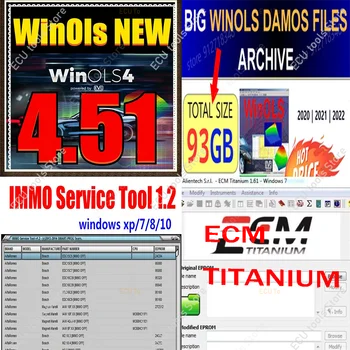 WinOLS 4.51 Полная версия с 93 Гб WINOLS DAMOS + ECM TITANIUM + Immo Service tool v1.2 Data Программное обеспечение для автоматического ремонта Winols