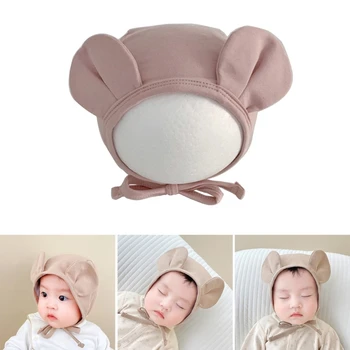 Хлопчатобумажная шапочка для новорожденных, больничная шапочка для новорожденных Мальчиков и девочек, большие уши, Подарок для душа, 6 цветов, прочный