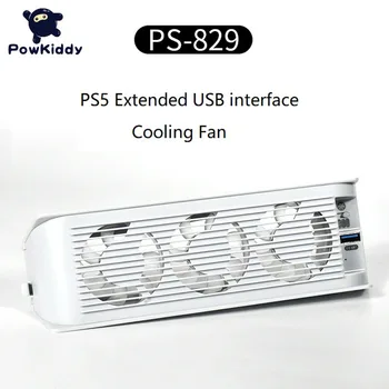 Powkiddy Светодиодный Охлаждающий Вентилятор для игровых консолей Sony PS5 с USB-зарядкой Простая Установка для Охлаждения консоли Playstation 5