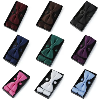 Роскошные Дизайнерские Галстуки-бабочки, набор запонок для носовых платков, Высококачественная Британская бизнес-свадьба, Черная Жемчужно-белая подарочная коробка с галстуком-бабочкой