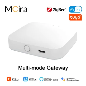 Moira Tuya Zigbee 3.0 / WiFi Многорежимный шлюзовой концентратор Беспроводной / проводной Умный дом Работа с дистанционным управлением Поддержка Alexa Google Home