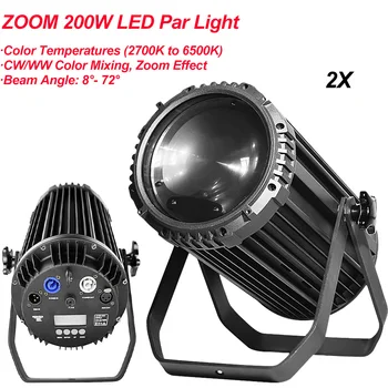 2 шт./лот 200 Вт LED Zoom Par Flat COB RGBW 4В1 LED DMX512 Для Эффектного Освещения Сцены Профессиональный Бар DJ Свадебные Вечеринки Огни