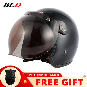 BLD181 Ретро 3/4 Мотоциклетный Шлем для мотокросса с Открытым Лицом cascoCafe Racer Для Мужчин И Женщин, Одобренный В Горошек Шлем Capacete