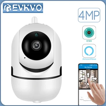 EVKVO 4MP WiFi IP-камера Радионяня Беспроводная Камера видеонаблюдения В помещении Автоматическое Отслеживание Аудио-Видео Камеры наблюдения iCSee
