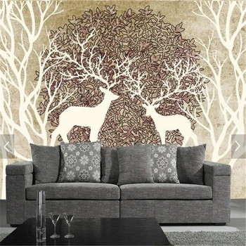 beibehang Ретро ностальгический лесной лось фон дивана украшение стен картина фон телевизора пользовательские обои papel de parede