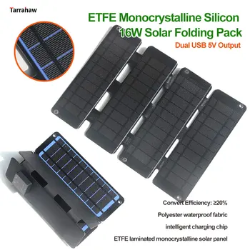 16 Вт ETFE Солнечная Панель Зарядное Устройство USB 5 В Мобильный Банк Питания Солнечная Панель Etfe Сложенная Сумка Портативный Открытый Водонепроницаемый Фотоэлектрический Паштет